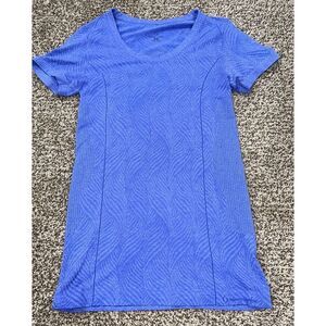 Moving Comfort Womens Size Medium Blue Printed Seamless Long T Shirt